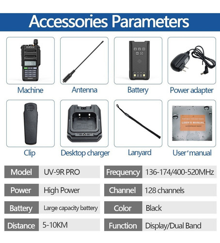 Radio Baofeng Uv-9r Pro Bidireccional Ip68 Impermeable V/uhf