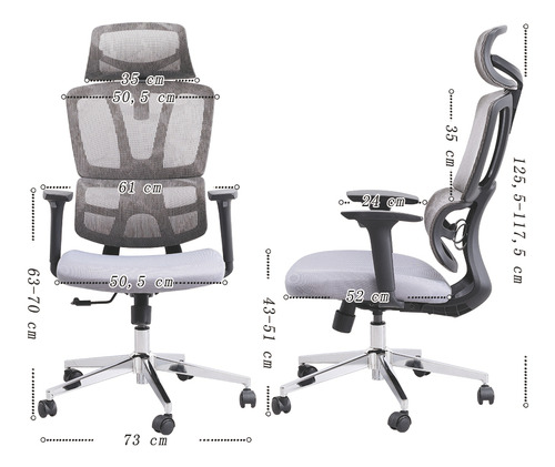 Cadeira De Escritório Ajuste Encosto Ergonômica Branca E Cinza Com Estofado De Malha 150kg