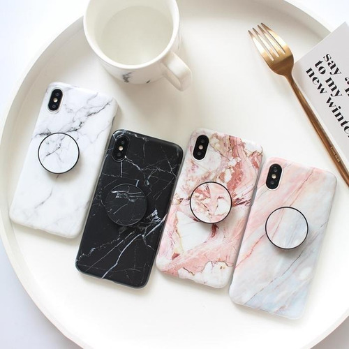Funda De Marmol + Pop iPhone Pop Dama Hombre Mujer Goma Moda