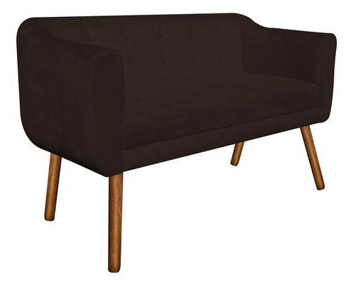 Kit Sofá Retrô 2 Lugares E 02 Poltronas Julia Suede Marrom