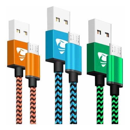 Cable Micro Usb Cable De Carga Rápida Android 6ft 3pac...
