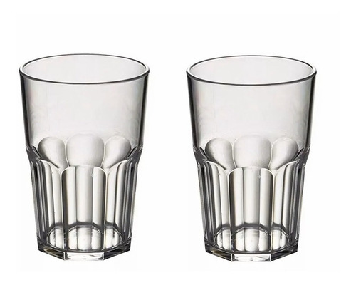 Vaso Facetado 400 Cc Policarbonato Irrompible X 6