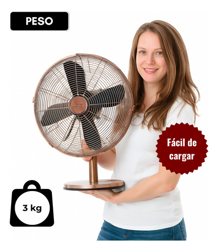Ventilador Thomas Th-12cm Cobre Mesa 3 Velocidades 4 Aspas