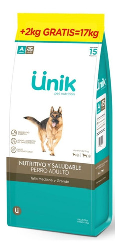 Unik Perro Adulto Raza Mediana Y Grande X 17kg + Hueso 5/6