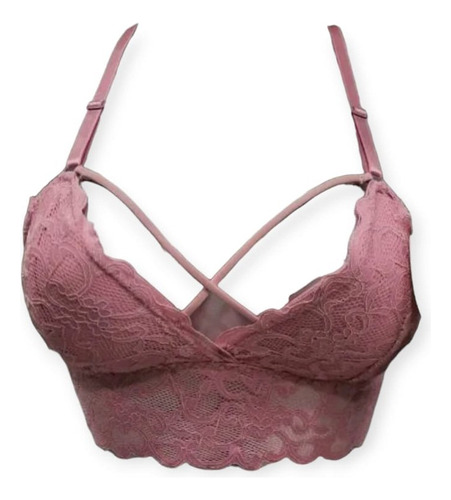 Crop O Top Bralette Encaje Escote En V Con Push Up