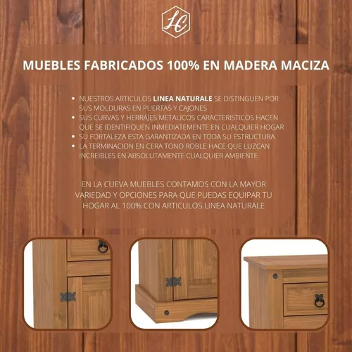 CAMA DE MADERA MACIZA / 2 CAJONES 28010