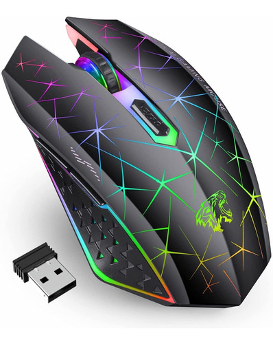 Mouse Inalambrico Tenmos V7 Led Silencioso Usb Negro