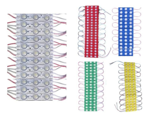Paquete De Módulos De 3 Led Smd Exterior C/ Lupa Luz Blanco Frío