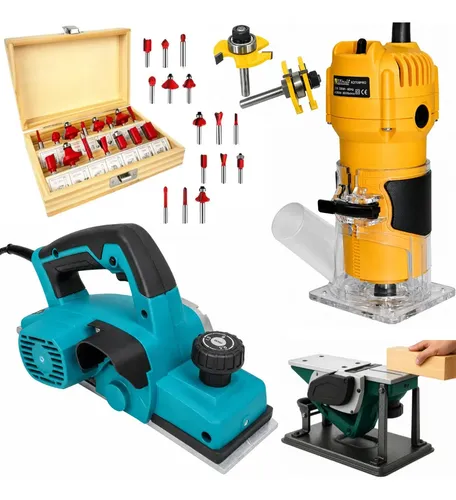 Kit Marcenaria 5em1 Tupia Plaina 900w C/ Suporte + 17 fresas