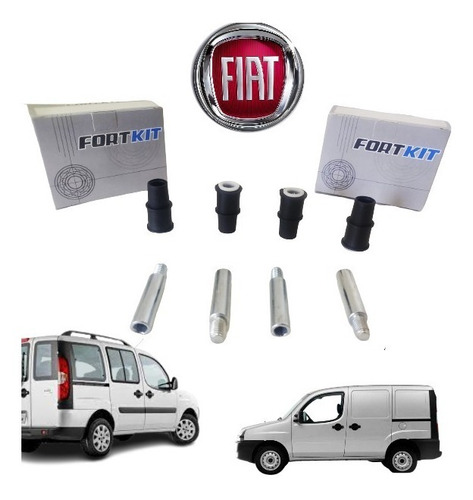 Imagem 3 de 10 de Par Kit Pino Guia Bucha Pinça Freio Fiat Doblo 2001 Até 2020