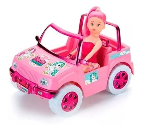 02 Bonecas + Brinquedo Carrinho Buggy Para Barbie Van Suv
