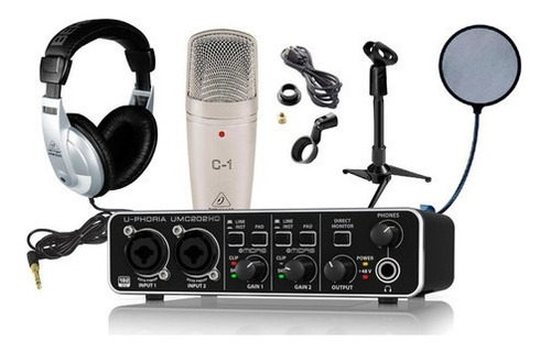Kit Grabación Behringer Umc202hd + C-1 + Hpm1000 +envíoexpre