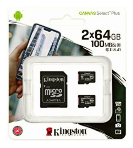 Kingston Microsdxc Select Plus 64gb (pack De 2 Con Adaptador