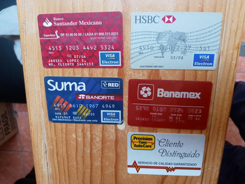 5 Tarjetas Banco Banamex, Banorte, Santander, Hsbc Colección