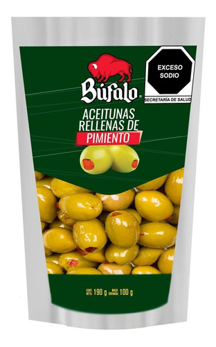 Aceitunas Búfalo Rellenas De Pimiento 190g