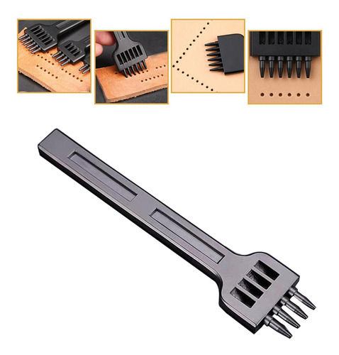 Perforadora De Cuero Para Perforar Filas 4 Mm 4 Puntas Negro
