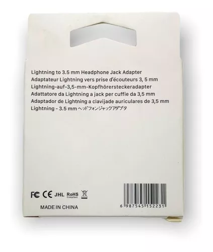 Adaptador Lightning iPhone A Jack 3.5mm (aux) Audífonos/auto