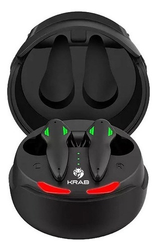 Fone De Ouvido Gamer Krab Helmet Kbtge20 Bluetooth/microfone Cor Preto Cor da luz Verde