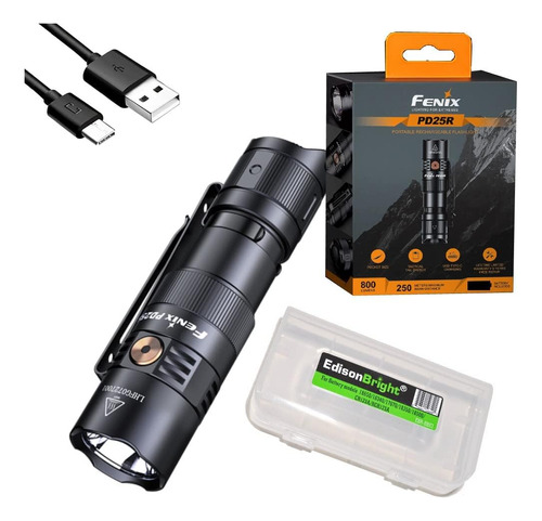 Linterna Led Fenix Recargable Con Clip + Estuche - Negra