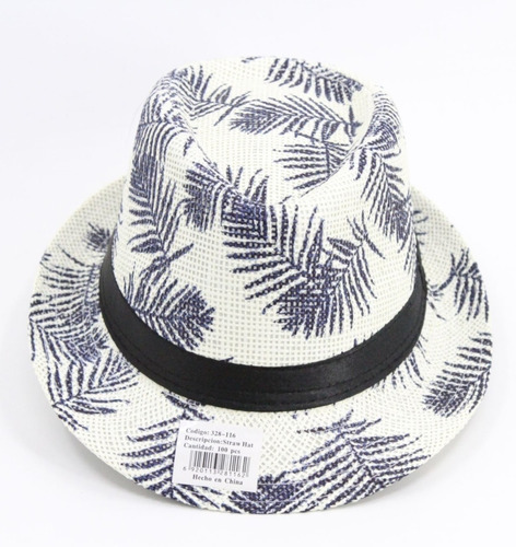 Sombrero Panamá Hombre Con Forro Diseño Hojas Verano Calor