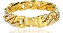 Comprar Fusamk Hip Hop Plateado Oro De 18 Quilates Pulsera De Cadena