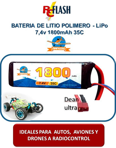 Imagen 2 de 8 de Batería Litio Polímero Lipo 7.4v 1800mah 35c Autos Rc Drones