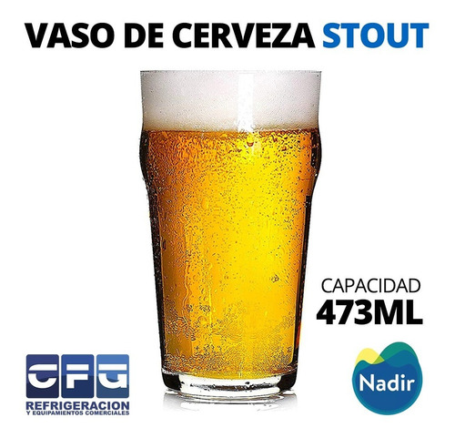 Vaso Vidrio Cerveza Pinta Stout 473 Ml Nadir Cod 7051 X 12