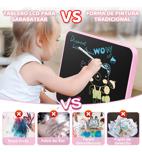 16in Pizarra Magica Tablet Dibujo Lcd Recargable Juguetes Ninos Regalos Bolígrafo Electrónico Magnético Color Rosa Nasjac