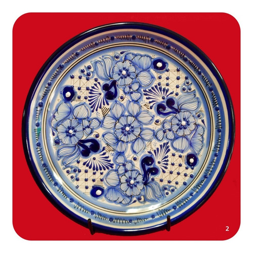 Imagen 3 de 10 de Plato De Talavera Poblana Azul 30 Cm Envío Gratis Hoy! Plt