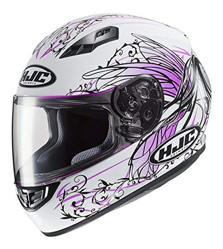 Casco De Moto Talla L, Color Blanco-fucsia-negro.hjc Helmets
