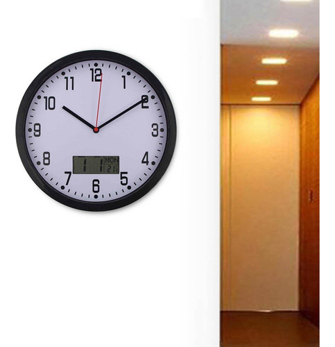 W Reloj De Pared Con Fecha Y Temperatura Reloj De Pared