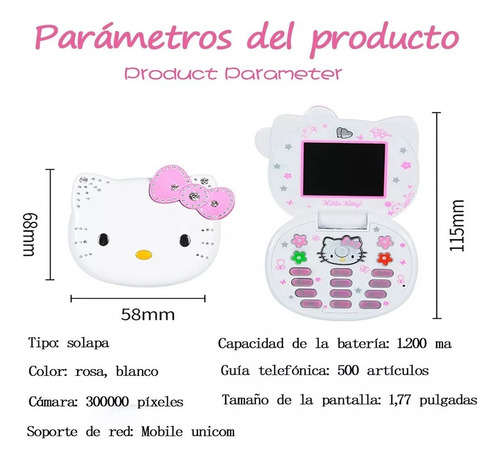 Nuevo Teléfono Plegable De Dibujos Animados De Hello Kitty