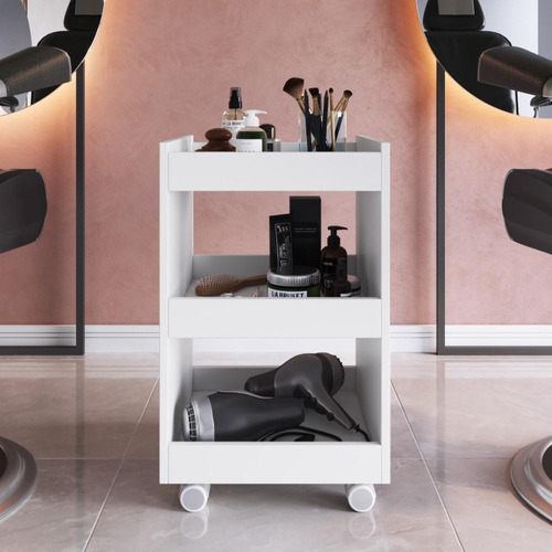 Carrinho Mesa Auxiliar Manicure Com Rodinhas Salão Estética Cor Branco
