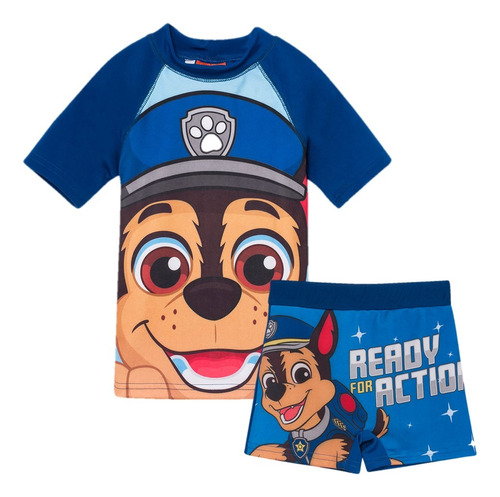 Conjunto Paw Patrol Remera + Sunga -protección Uv 50 -chase 