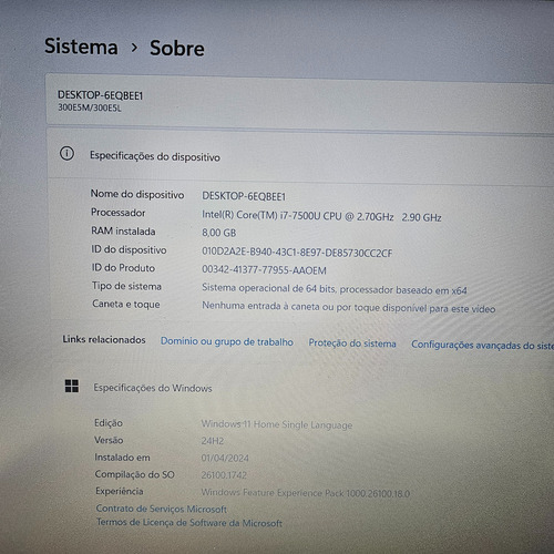 Notebook Samsung Np300e5m Core I7 8gb 120gb Ssd 920mx 7° Th Preto (Usado)
