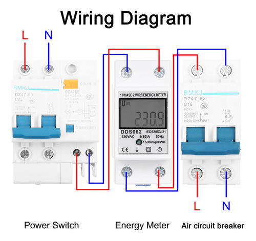 Medidor De Energía Monofásico Ac 230v Sin Luz De Fondo Dds66