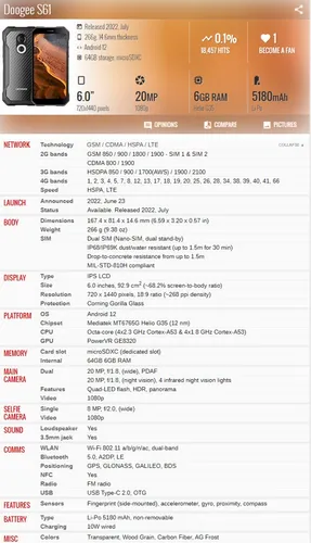 Doogee S61 6gb 64gb Dual Sim Duos