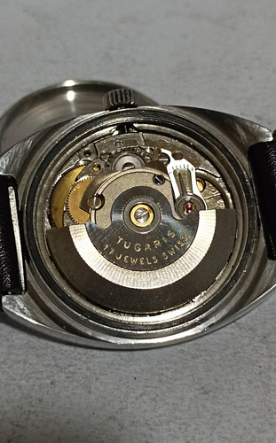 Fino Reloj Suizo Tugaris Antíguo '60s Negro Plateado Plateado (Usado)