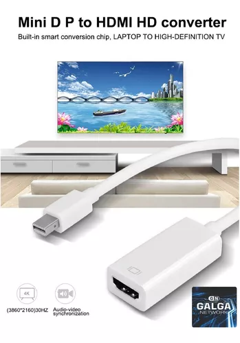 Adaptador Compatible Mini Displayport A Hdmi Full Hd Premium Color Blanco