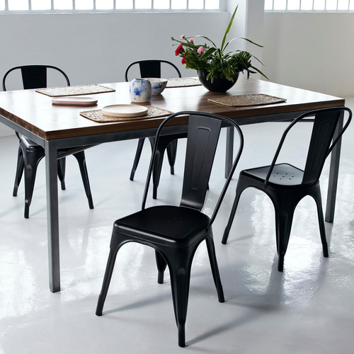 Imagen 7 de 9 de Set De 4 Sillas Áncora De Comedor Tipo Tolix Negras