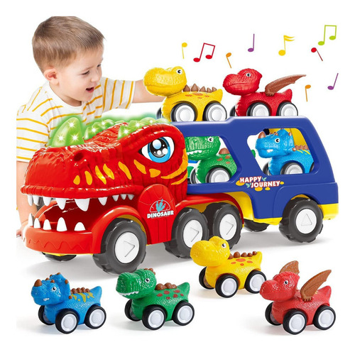 Dinosaur Toys Camión Grande Y 4 Vehículos De Dinosaurios