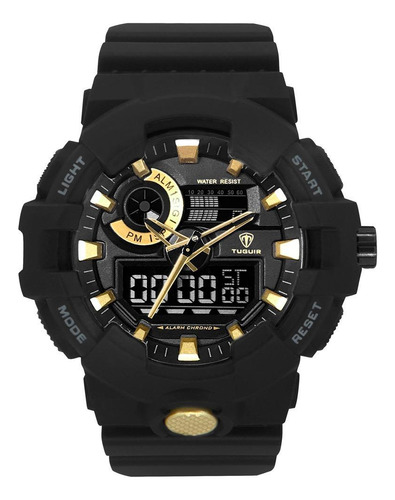 Relógio Masculino Tuguir Anadigi Tg3j8007 - Preto E Dourado