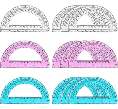 Protractor Plástico De 12 Paquetes 6 Pulgadas, Transpo...