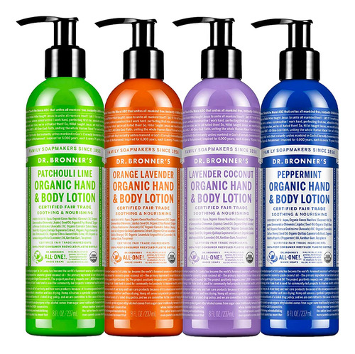 Dr. Bronner's - Loción Orgánica (paquete Variado De 8 Onz.