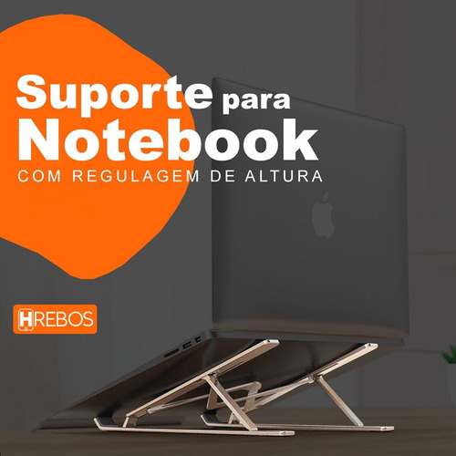 Suporte De Mesa Metal P/ Notebook E Macbook Ajústavel Altura Cor Prata