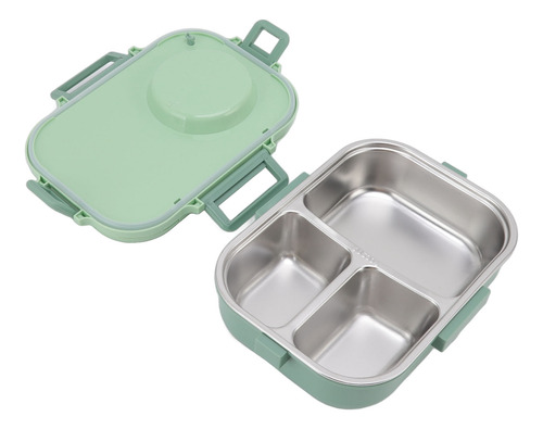 Almoço Térmico Verde 1100 Ml, Camada Dupla, 3 Grades, Design