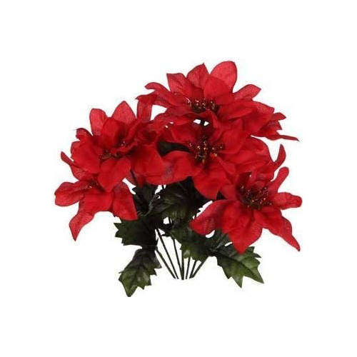(paquete De 4) Arbustos De Poinsettia Roja De 7 Tallos ...