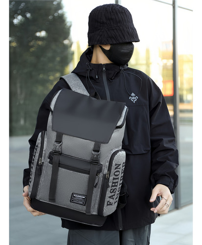 Mochila Antirrobo Impermeable A Portátil Mochila De Viaje Gris Liso