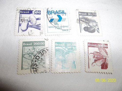 Lote De 6 Estampillas De Brasil 