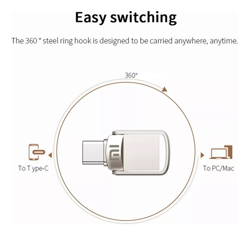 Pendrive Metal Generico 2tb Usb Y Tipo C Para Pc/celular